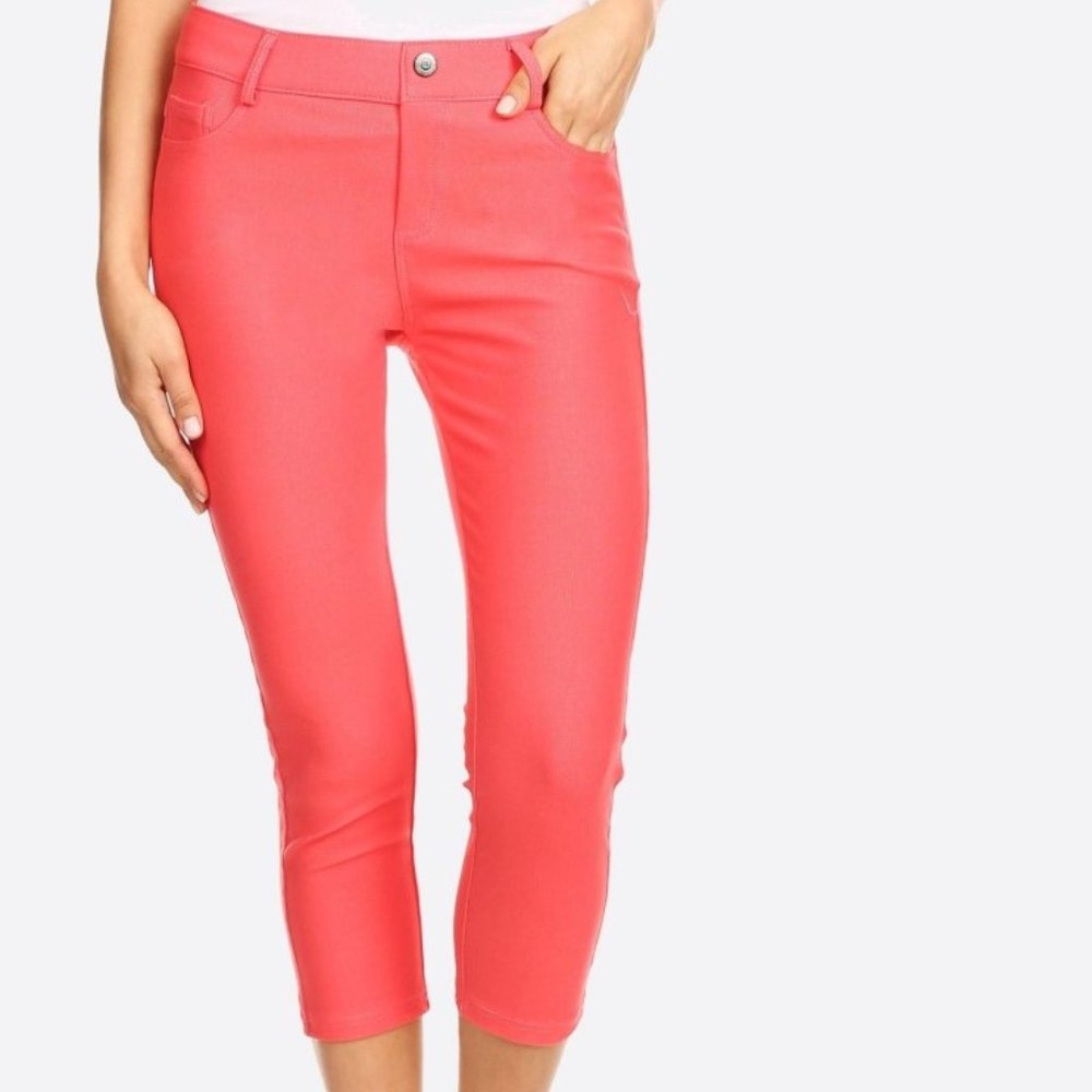 Coral Capri Jeggings